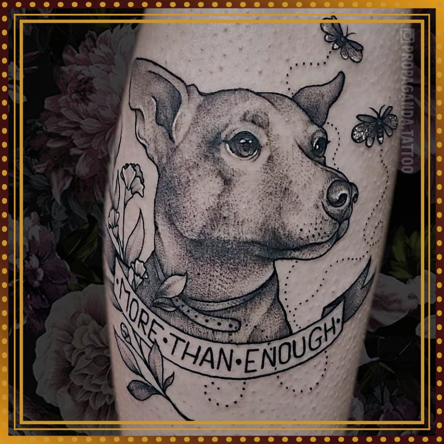 Pies / psy / piesek - motywy tatuażu, wzory tatuażu, projekty tatuażu, galeria motywów, galeria tatuaży, portfolio. Studio Tatuażu i Piercingu Poznań